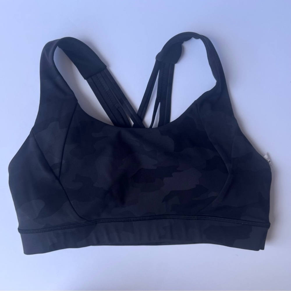 Lululemon Energy Black Camo Energy Bra Size 8